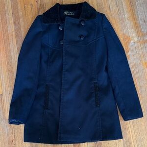 Vintage Zara Dark Navy Blue Peacoat